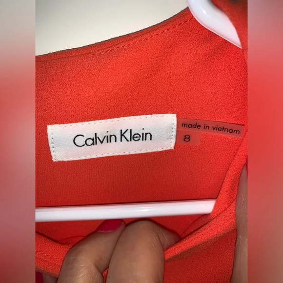 Calvin Klein Orange Sleeveless Layer Popover Dress 8 - Picture 3 of 6
